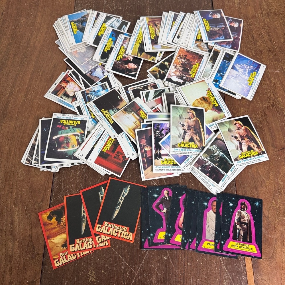 Vintage 1978 Topps Battlestar Galactica Trading Cards & Stickers Lot‎ of 200+